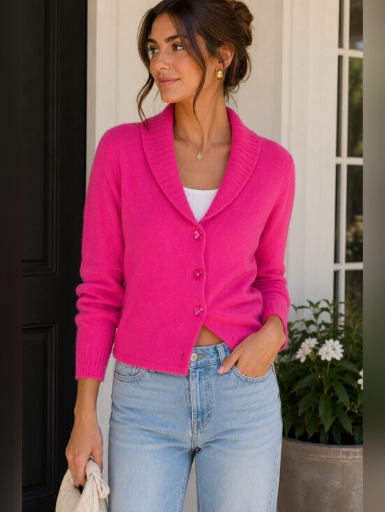 A. Giannetti Sweaters - A. Giannetti hot pink two ply cashmare cardigan M